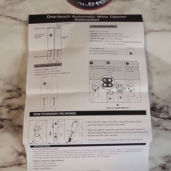 One-Touch Automatic Electric Wine Opener Aluminum Stainless Steel - Picture 14 of 16